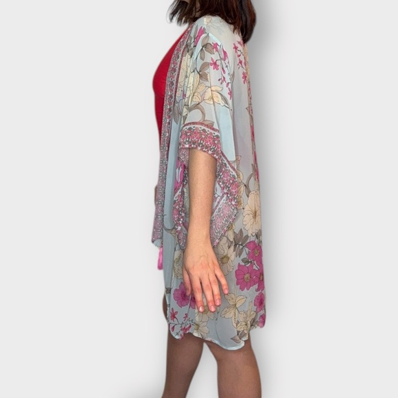Johnny Was Silk Floral Kimono Swim Cover-Up - Picture 5 of 7